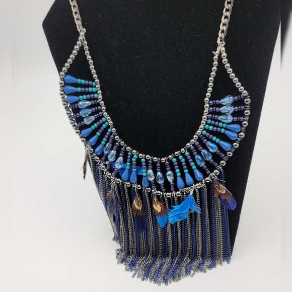 Fashion statement bohemian feather chain tassel necklace - Picture 5 of 6